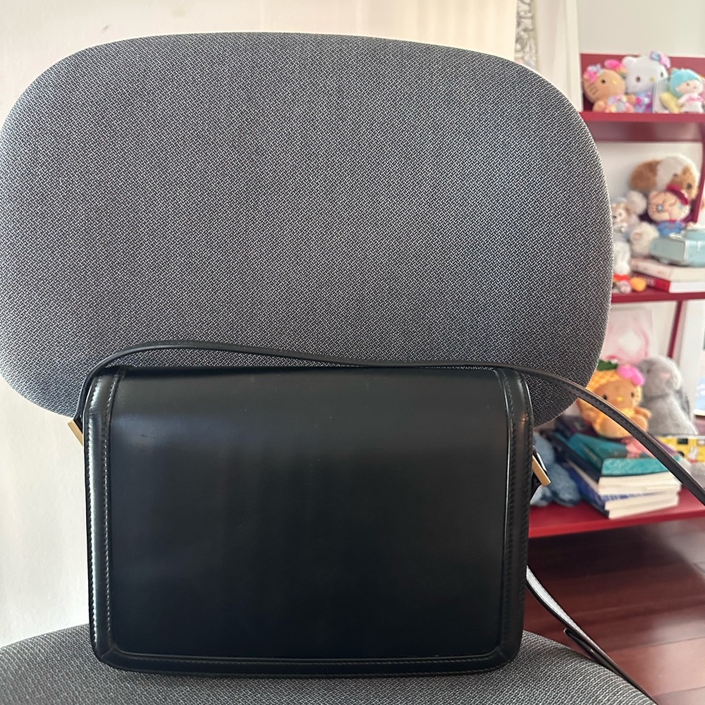 Yves Saint Laurent Black Crossbody Bag with Gold Logo - Picture 2 of 3
